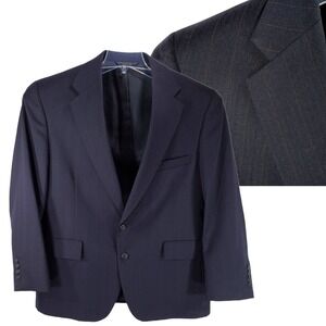 John Clarendon Sport Coat‎ 42S Men Dark Blue Pinstripe Single Breast Made USA